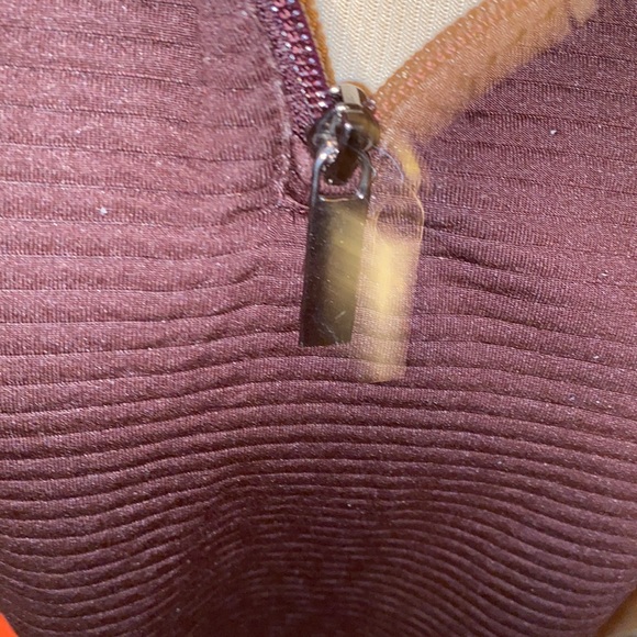 🌸AXIST mauve Ribbed Half Zip Pullover Knit Sweater lined long sleeves L - Picture 4 of 9